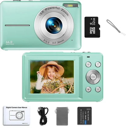 HD Digital Camera 44MP 1080P FHD Photography Camera Video Camcorder 16X Zoom Portable Vlogging Camera for Kids Adults Beginners