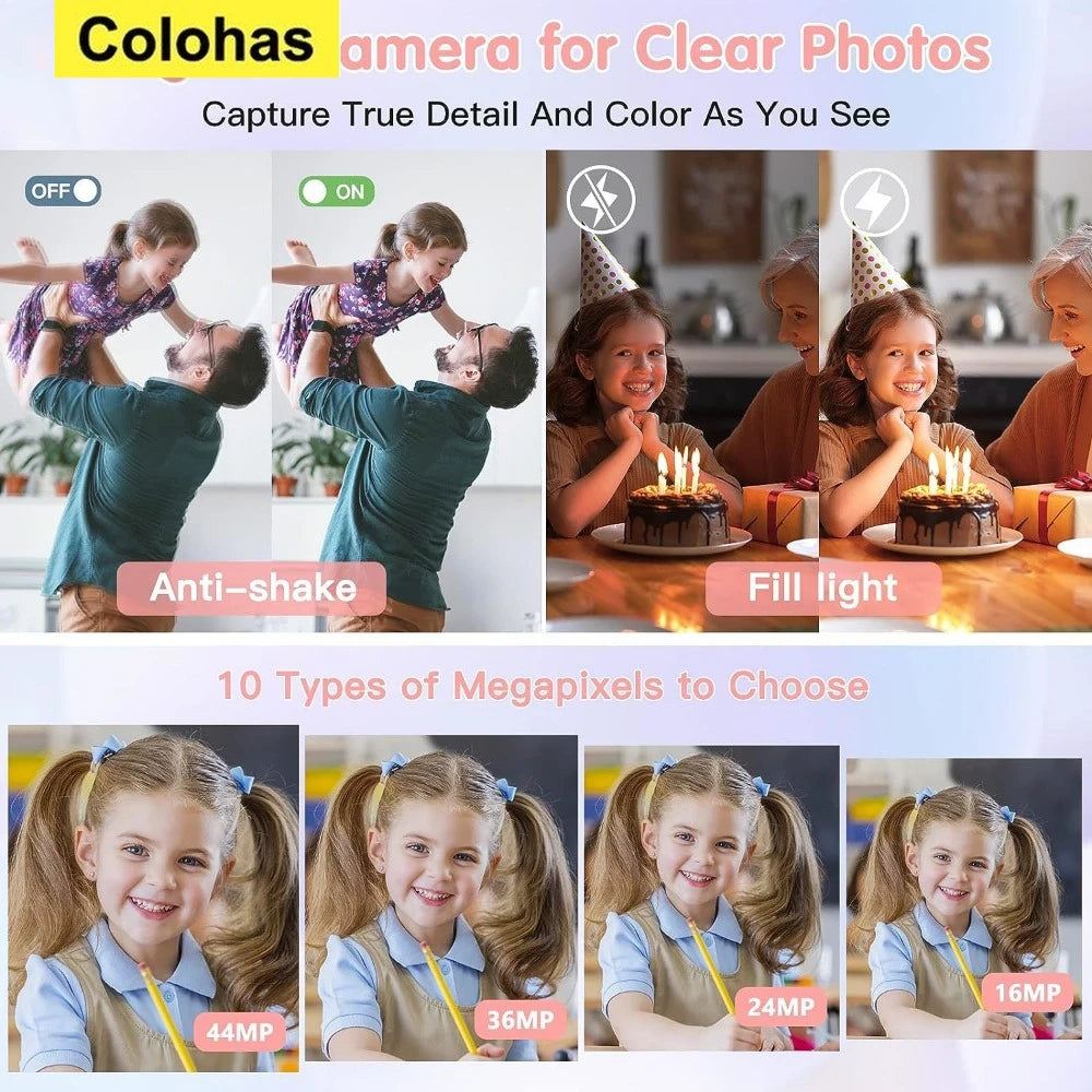 HD Digital Camera 44MP 1080P FHD Photography Camera Video Camcorder 16X Zoom Portable Vlogging Camera for Kids Adults Beginners