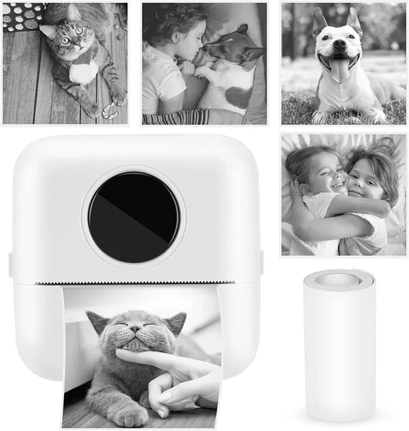 Pocket Printer Wireless BT Thermal Printers with 1 Rolls Printing Paper and 1200Mah Battery, Portable Inkless Printer