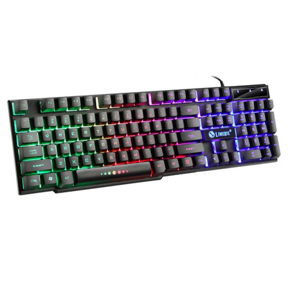 USB Wired Gaming Keyboard Mouse Combos PC Rainbow Colorful LED Backlit Gaming Mouse and Keyboard Set Kit for Home Office Gamer