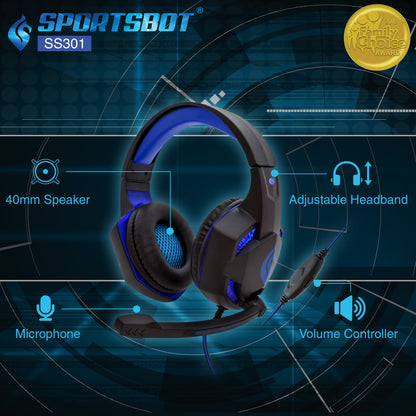 SS301 Blue LED Gaming Over-Ear Headset, Keyboard & Mouse Combo Set