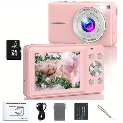 HD Digital Camera 44MP 1080P FHD Photography Camera Video Camcorder 16X Zoom Portable Vlogging Camera for Kids Adults Beginners