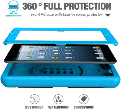 Ipad 2 3 4 Generation Kids Case（Old Model）- Built-In Screen Protector, Shockproof Handle Stand Kids Friendly Compatible with Ipad 2Nd 3Rd 4Th Generation (Blue)