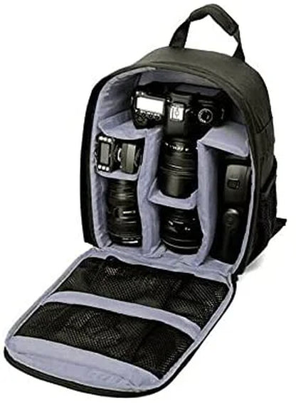 Movsou Camera Bag, Waterproof Nylon Camera Backpack for DSLR Cameras, Lens and Accessories Black Grey